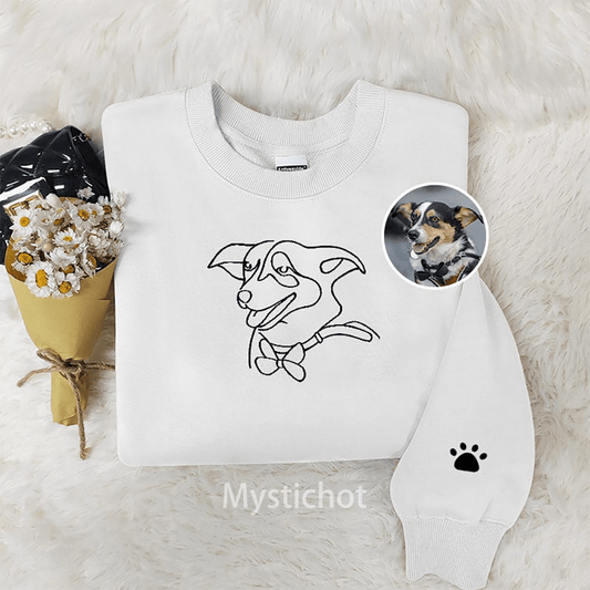 Mystichot Custom Embroidered Pet Hoodie,Personalised one-line Pet Sweatshirt