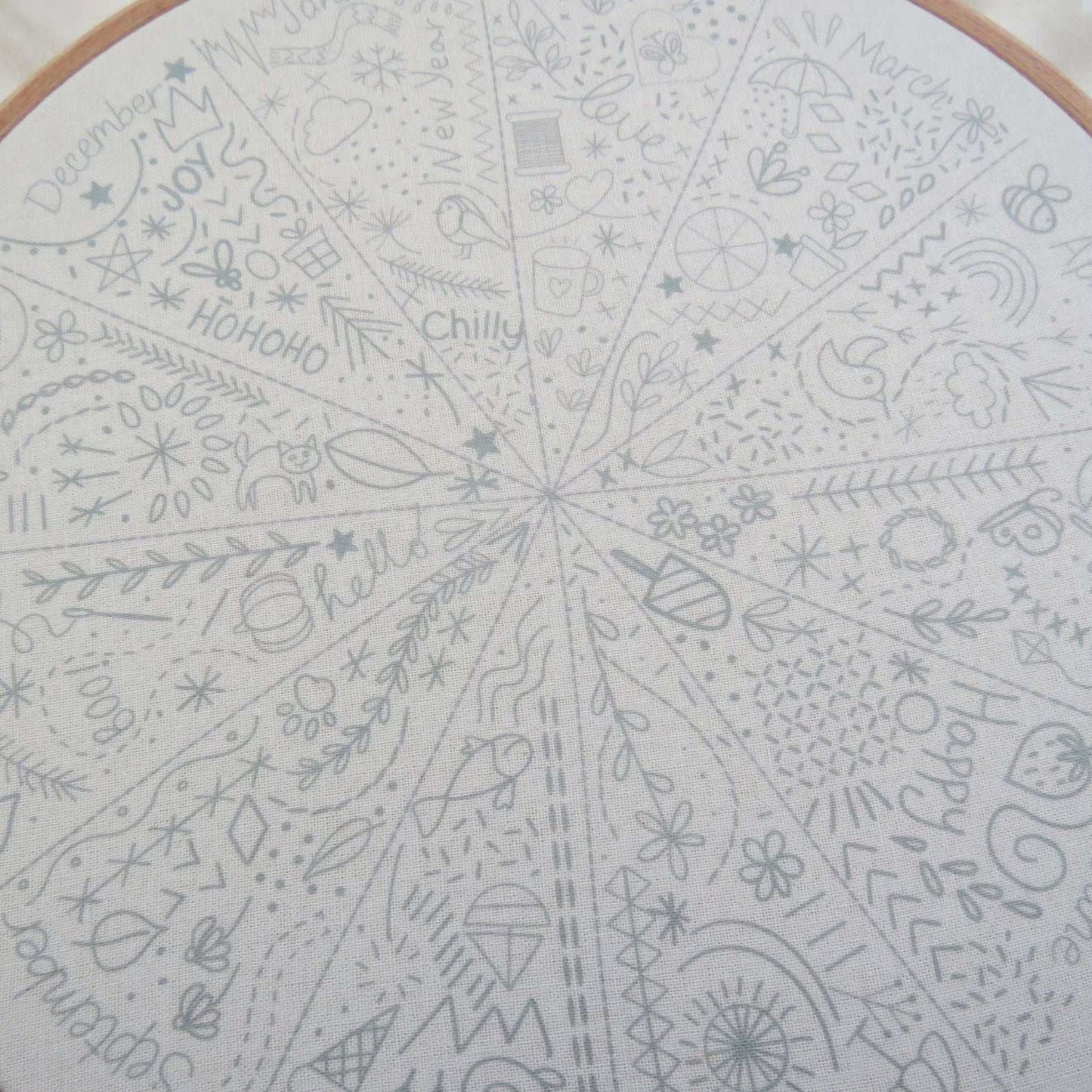 New Arrivals A Year of Doodles Pre-printed Embroidery Fabric Kit