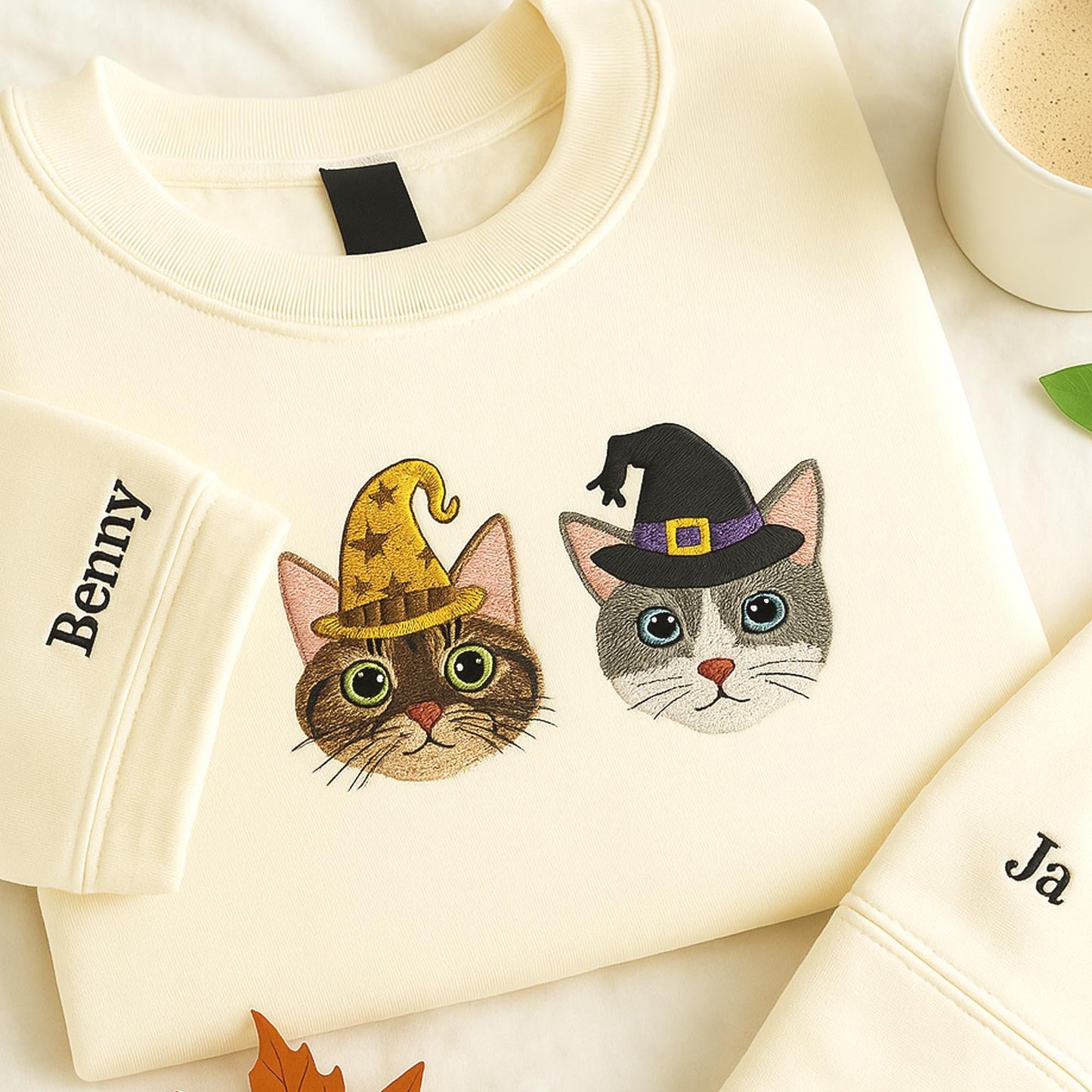 Custom Pet Face Embroidery Sweatshirt, Cat T-shirt, Dog Lover Hoodie, Personalized Pet Portrait Shirt, Halloween Pet Portrait Gift