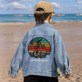 New Arrivals Children's Clothing Vintage washed denim jacket with customizable embroidery kids' wear