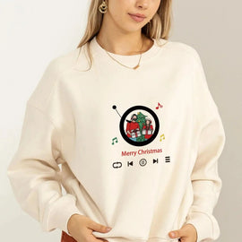 Custom Embroidered Sweatshirt Portrait Music Player Couple Family Gift