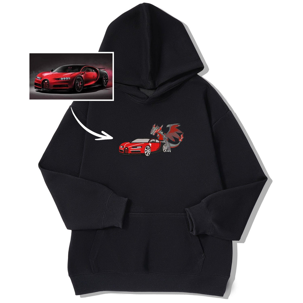 customized car embroidered hoodie personalized car enthusiast gift