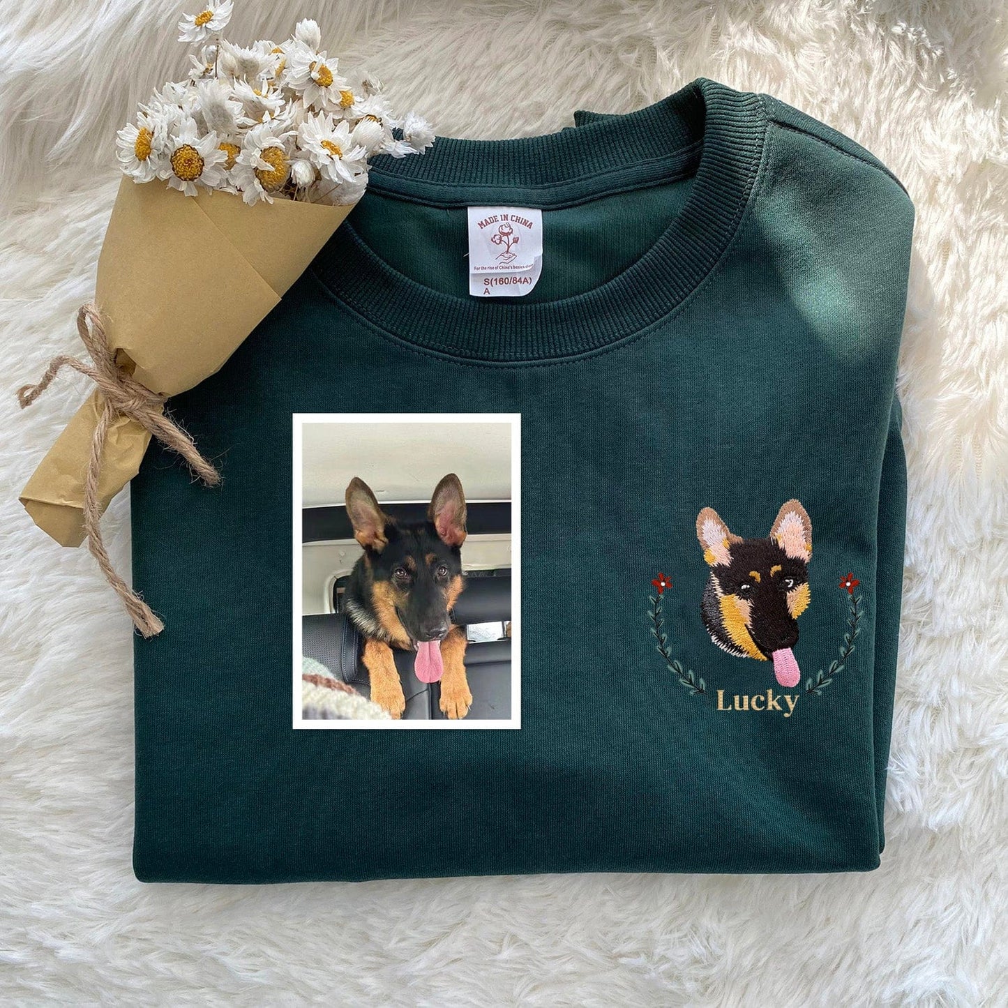 Embroidered-Pet-Green-Sweatshirt-Hoodie