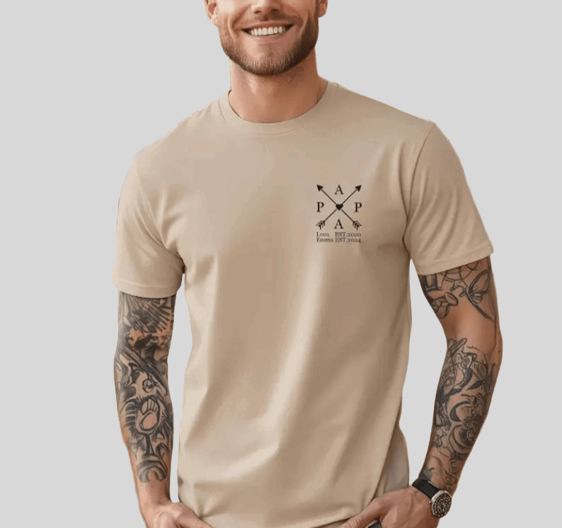 "Papa's Pride & Joy" Custom T-Shirt | Customize with Kid's Name & Birth Year