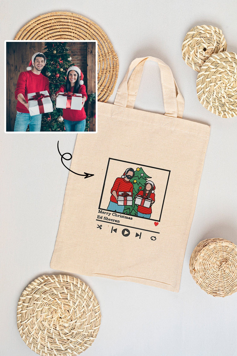 Custom embroidered canvas tote bag