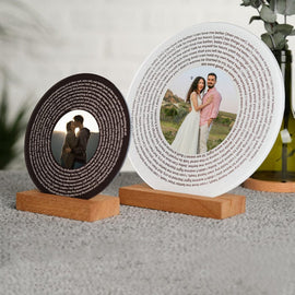 Testi di foto musicali personalizzati Circle Plaque, cornice acrilica, regalo di San Valentino