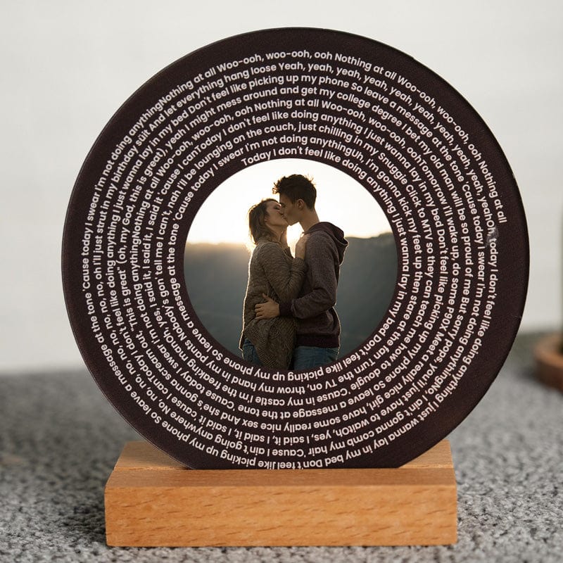Personalized Music Photo Lyrics Circle Plaque, Acrylic Frame, Valentines Day Gift