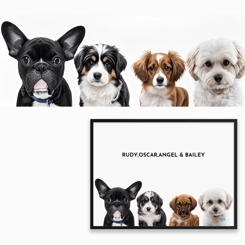 Custom Four Pet Portrait