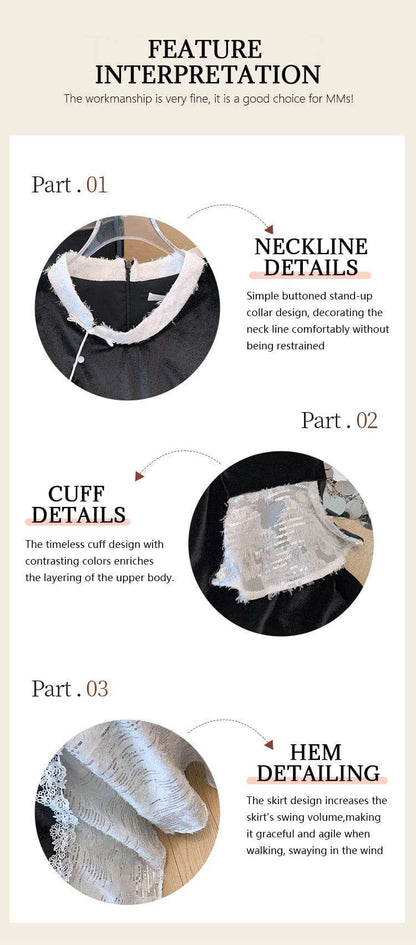 300 pounds large size women's fat mm autumn winter national wind improved cheongsam 2025 new senior sense fake two dresses