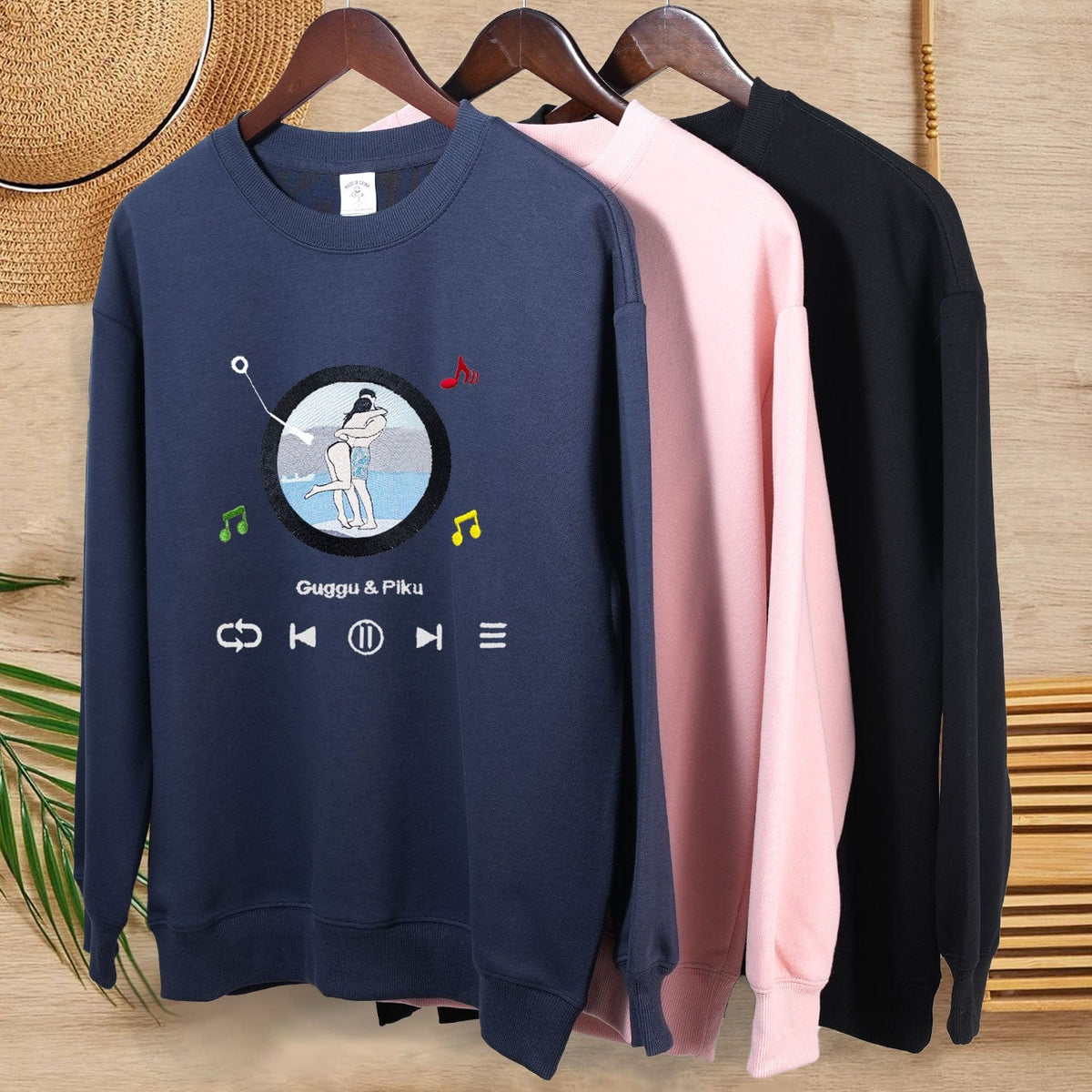 Mystichot Custom Embroidered Sweatshirt Portrait Music Player Couple Family Gift | 2026 New Arrivals