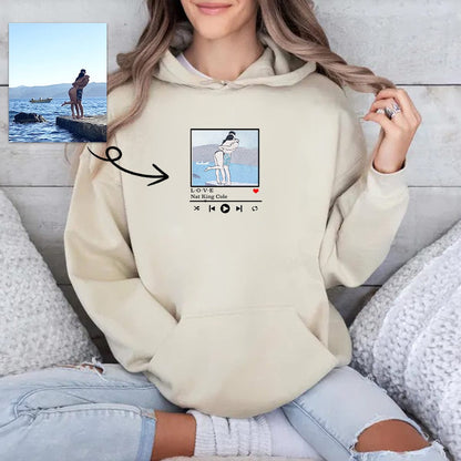 Custom Embroidered Sweatshirt Portrait Music Player Couple Family Gift