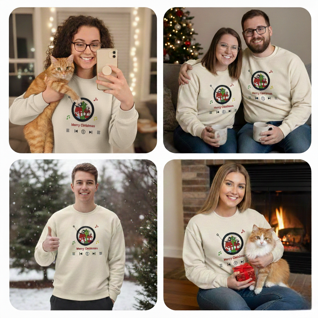 Mystichot Custom Embroidered Sweatshirt Portrait Music Player Couple Family Gift | 2026 New Arrivals