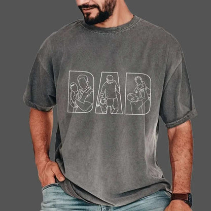 Outline Portrait T-Shirt Personalized Gift for Dad Capture the moment on Shirt