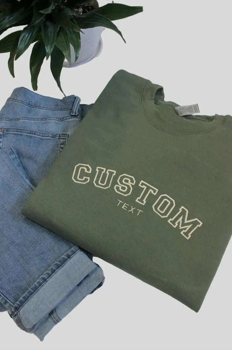 Custom Embroidered Text Sweatshirt – Personalized Crewneck with Your Name & Letters | Unique Gift Idea