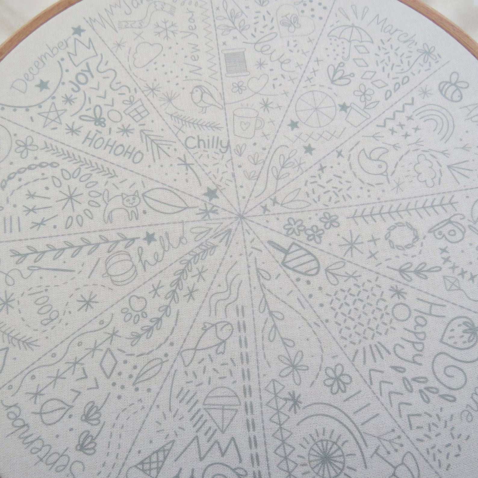 New Arrivals A Year of Doodles Pre-printed Embroidery Fabric Kit