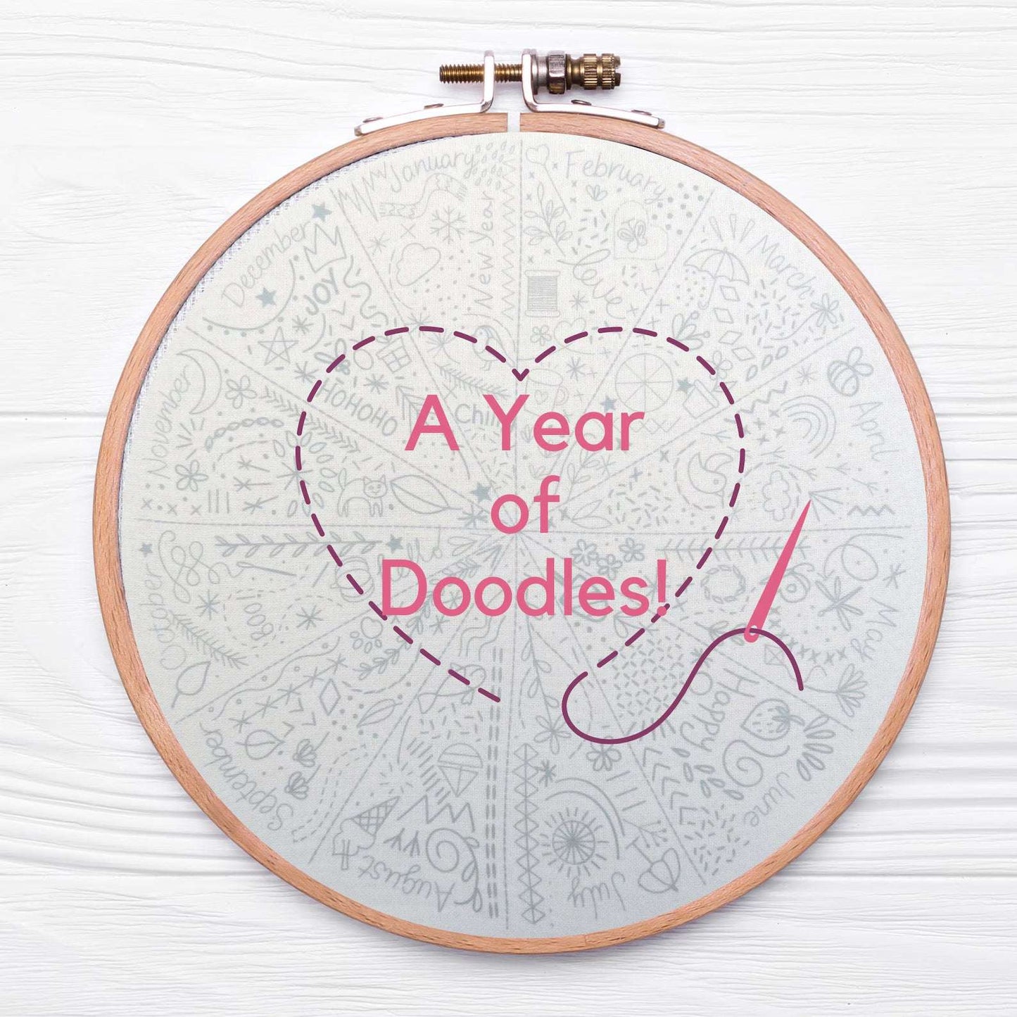 New Arrivals A Year of Doodles Pre-printed Embroidery Fabric Kit