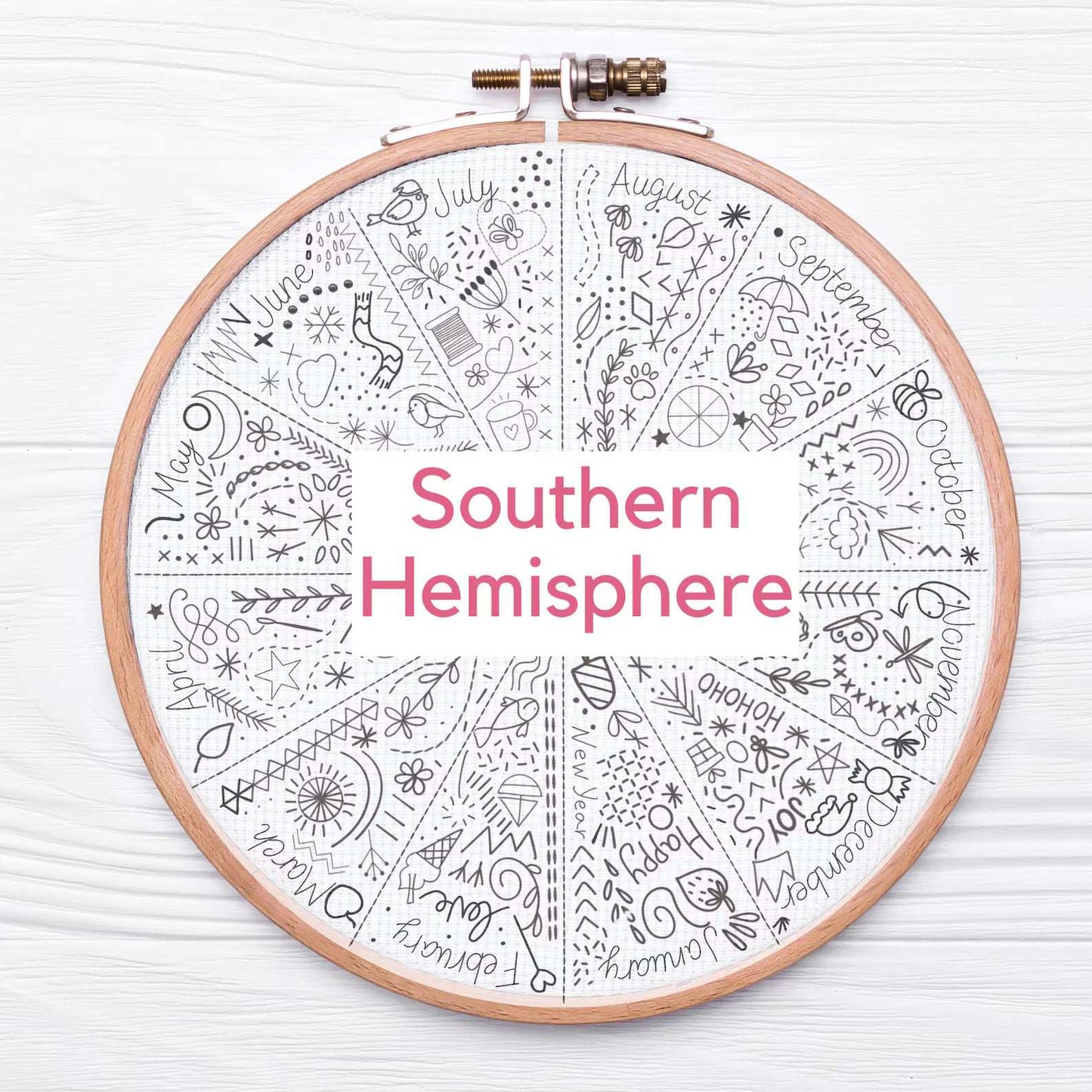 New Arrivals A Year of Doodles Pre-printed Embroidery Fabric Kit