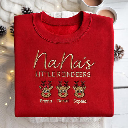 Custom Christmas Sweatshirt for Grandma with Grandkids Names, Personalized Reindeer Sweatshirt for Nana PaPa, Christmas Gift for Mimi GiGi