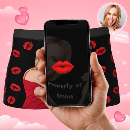 Phone animation preview shown over black custom photo boxer briefs