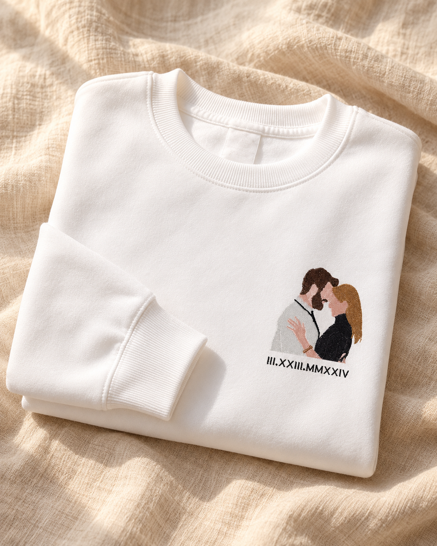 Custom Photo Roman date Embroidered Apparel