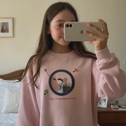 Sudadera bordada personalizada Mystichot con retrato musical, regalo familiar para pareja | Novedades 2025