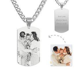 Necklace Engraved Necklace Pesonalized Photo Necklace