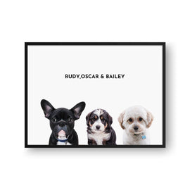 Ritratto da tre animali domestici personalizzati