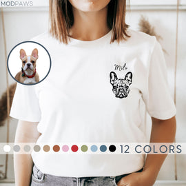 Camicia per animali domestici personalizzati - foto di animali domestici angolare + nome