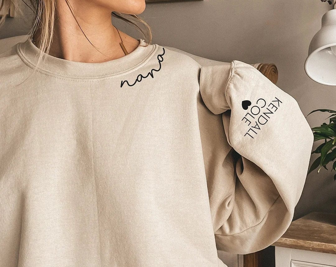 Custom Mama Sweatshirt with Children Name on Sleeve